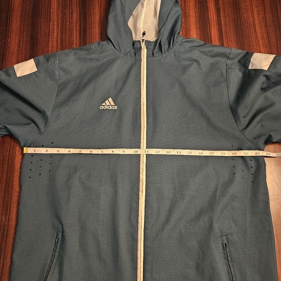 Adidas Climaproof Green and White Mesh Lined Windbreaker Jacket XL EUC - Picture 7 of 12
